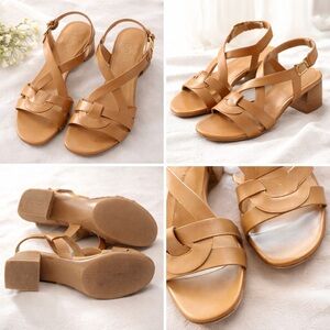 Kensie size 7M - Classic Tan Leather Low Block Heel Sandals